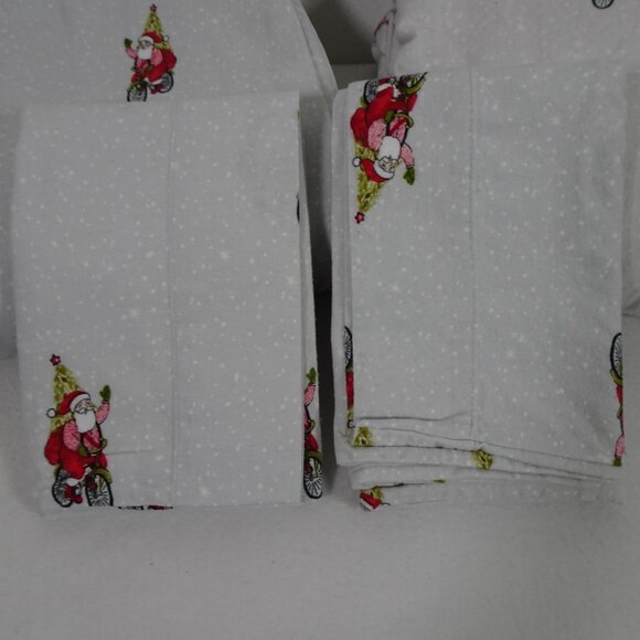 Threshold Flannel Christmas Sheets 4 pc Set King Santa on Bike Soft Warm Holiday - Picture 6 of 9